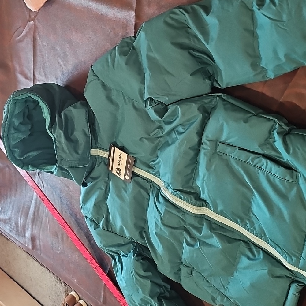 The Warming Project Girls Teal Green Puffer Jacket Hooded Zip Up Size L